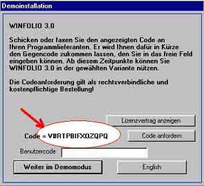 Info für Codeeingabe
